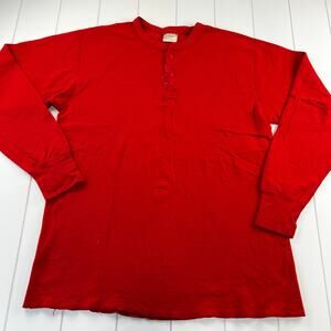L.L. Bean River Drives Henley Vintage Long sleeve Red shirt cotton wool Large LT